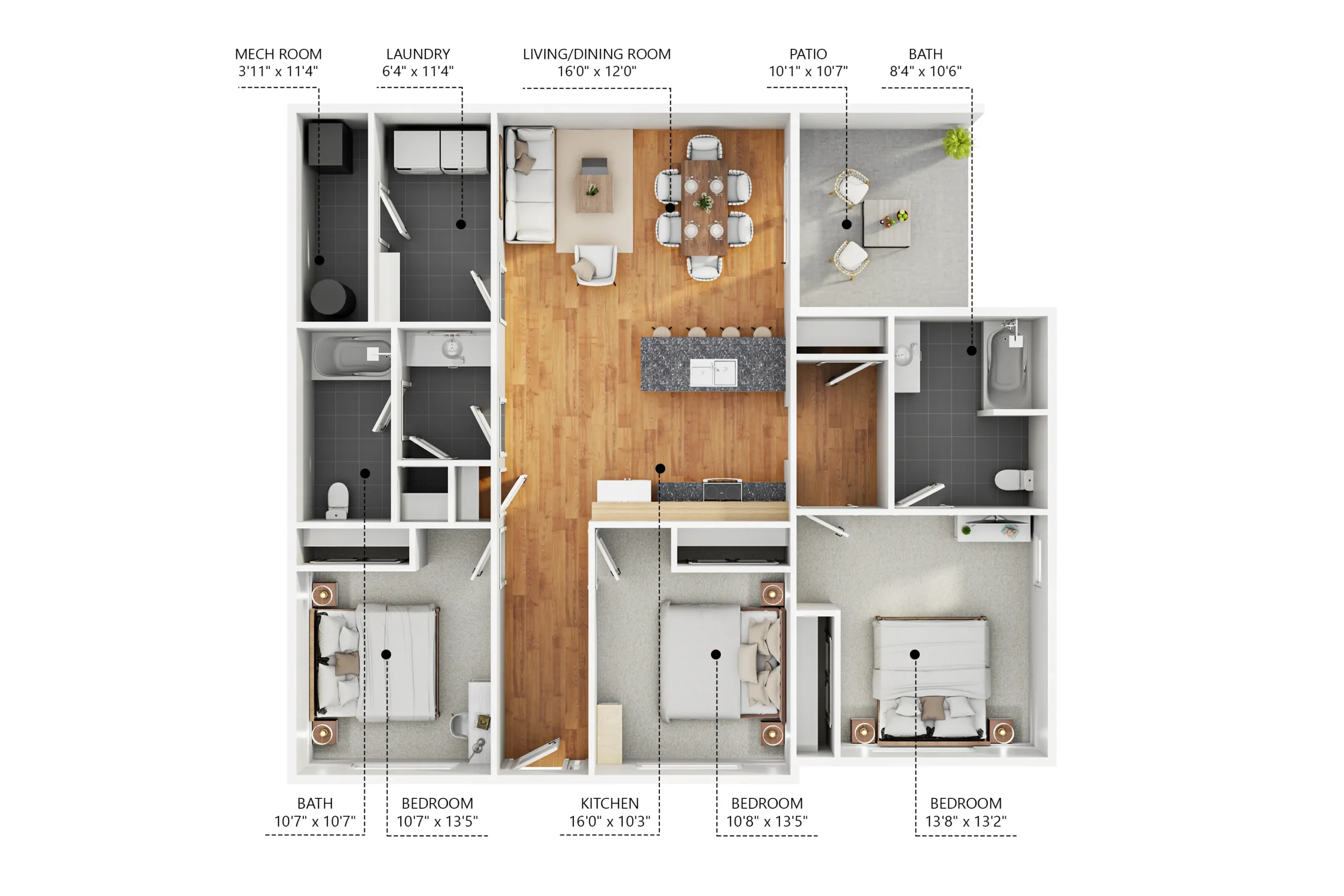 Schoolyard 3 bed 1bath dim plan